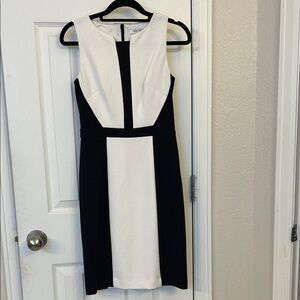 White House Black Market Black and White Midi Dress